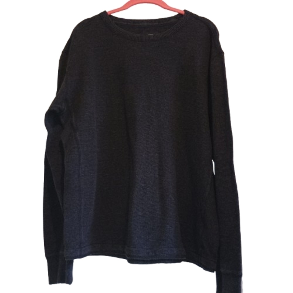 Eddie Bauer Sport Shop Men’s Large Thermal Knit Crewneck Dark Gray Cotton